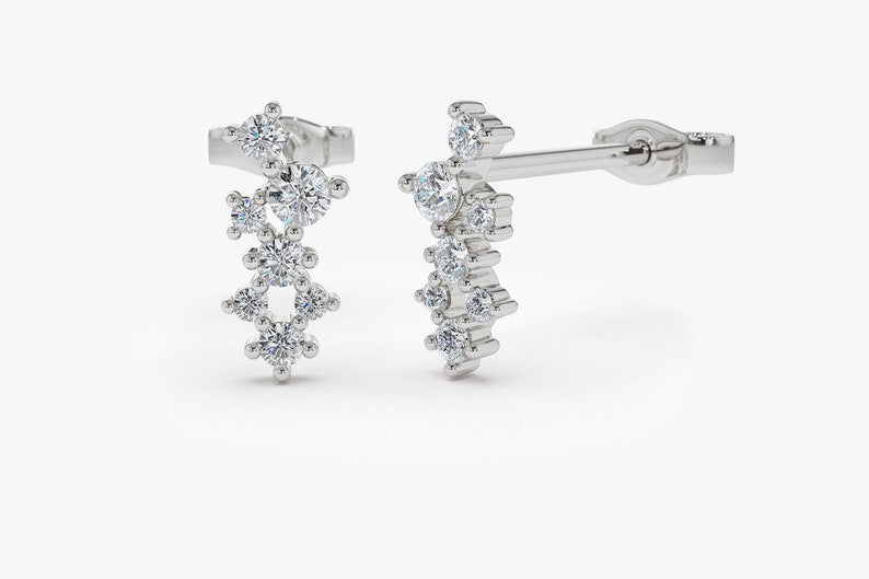 Diamond Cluster Stud Earrings