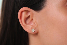 Load image into Gallery viewer, 14k Gold Floral Diamond Studs