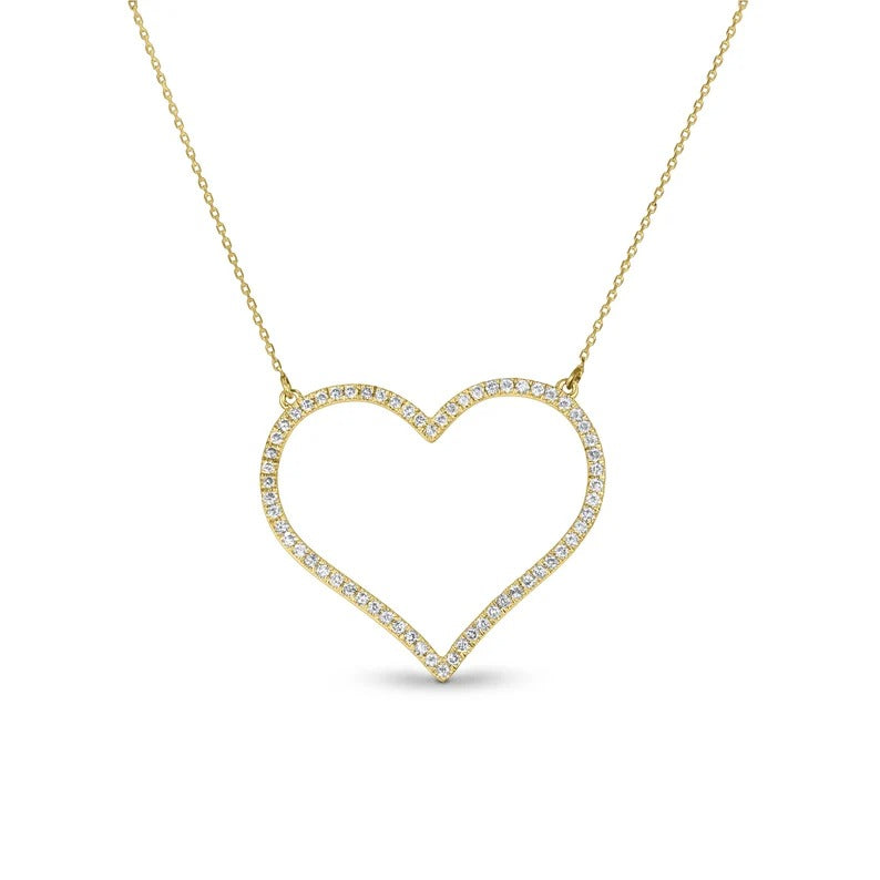 High Quality Diamond Classic Open Heart Necklace