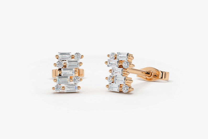 Baguette Diamond Stud Earrings