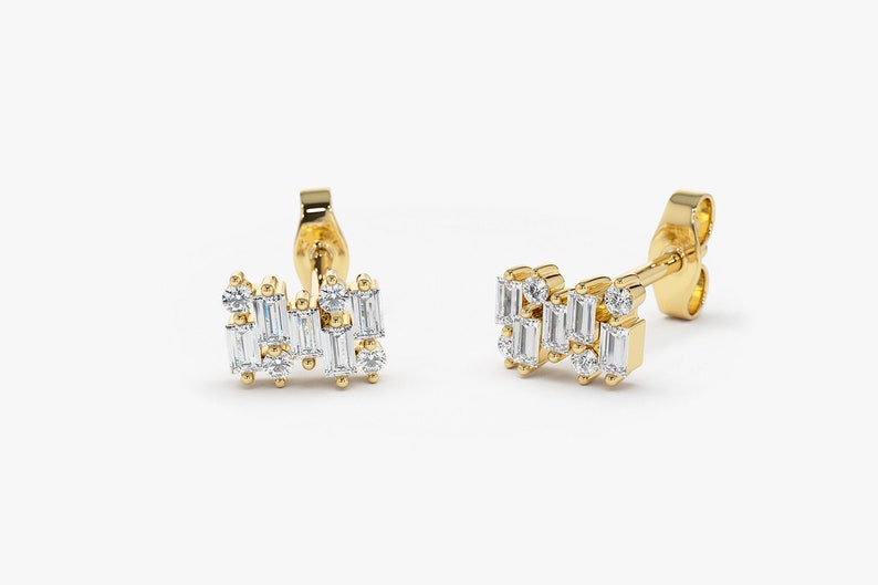 Baguette Diamond Stud Earrings