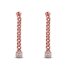 Load image into Gallery viewer, Genuine Diamond Cuban Link Chain Hanging Drop Dangling Earrings