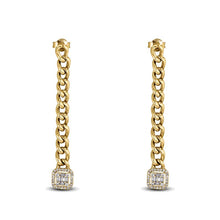 Load image into Gallery viewer, Genuine Diamond Cuban Link Chain Hanging Drop Dangling Earrings