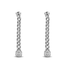 Load image into Gallery viewer, Genuine Diamond Cuban Link Chain Hanging Drop Dangling Earrings