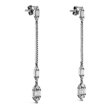 Load image into Gallery viewer, Natural Diamond Long Dangling Linear 2 Inch Drop Baguette Earrings