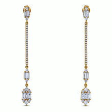 Load image into Gallery viewer, Natural Diamond Long Dangling Linear 2 Inch Drop Baguette Earrings