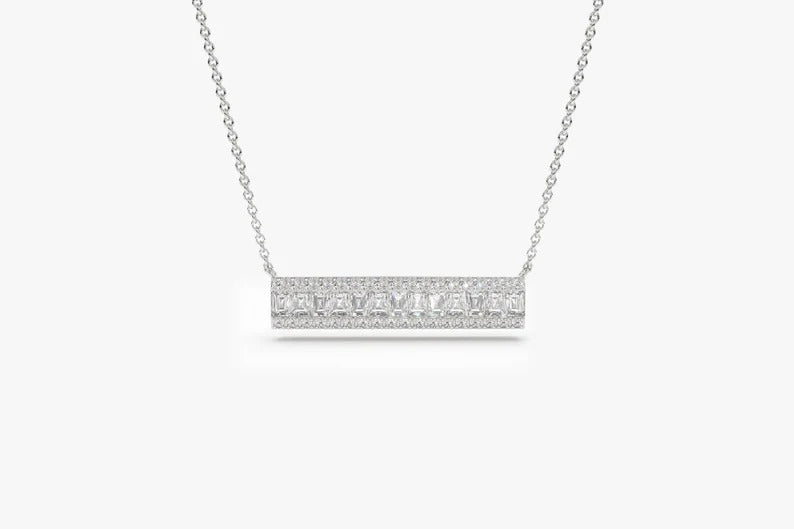 Horizontal Bar Baguette Diamond Necklace