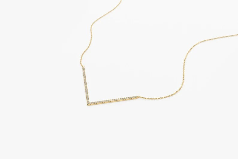 V Shaped Necklace Gold Diamond Chevron Necklace