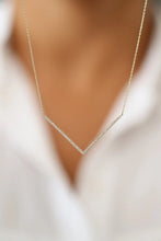 Load image into Gallery viewer, V Shaped Necklace Gold Diamond Chevron Necklace