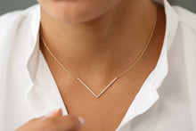 Load image into Gallery viewer, V Shaped Necklace Gold Diamond Chevron Necklace