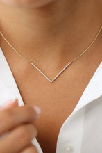 Load image into Gallery viewer, V Shaped Necklace Gold Diamond Chevron Necklace