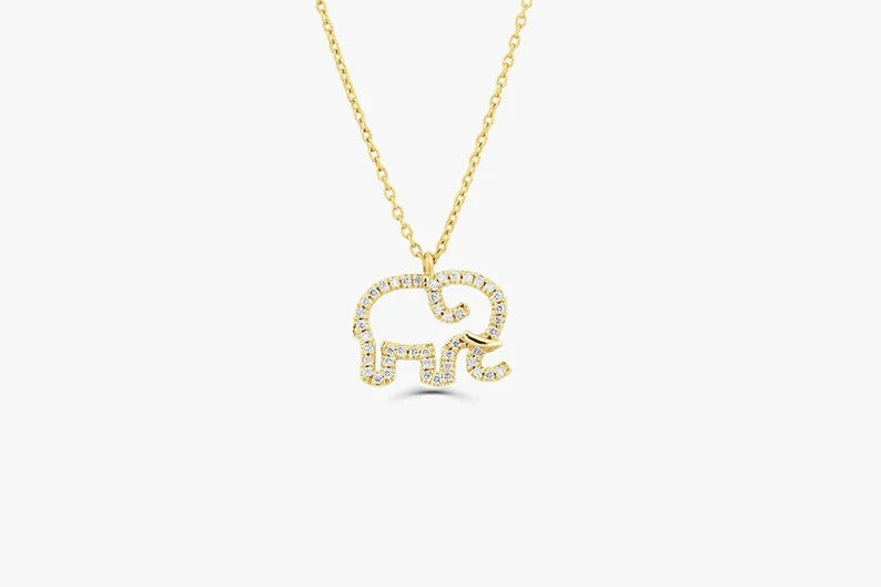 Diamond Elephant Charm Necklace