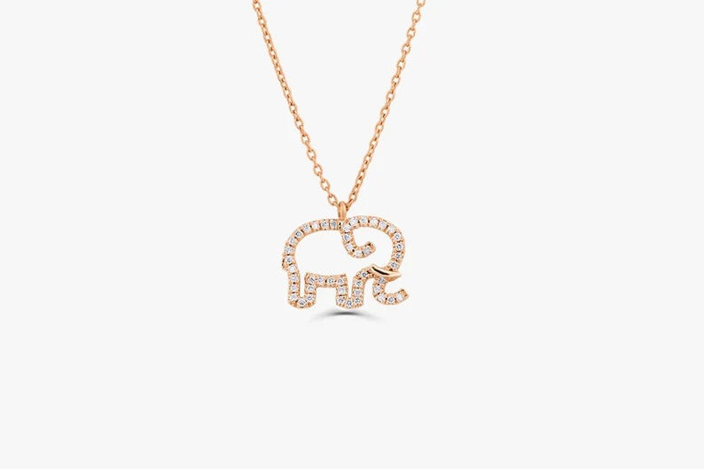 Diamond Elephant Charm Necklace