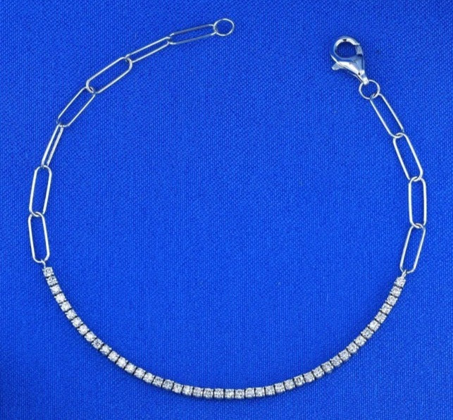 Genuine Natural Diamond .50ct Paper Clip Thin Flexible Tennis Bracelet